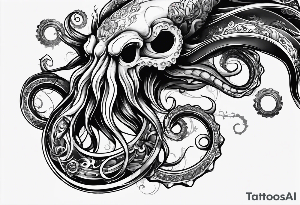 to be drawn in the arm, pocket watch wrapped under an aggressive octopus in side view tattoo idea