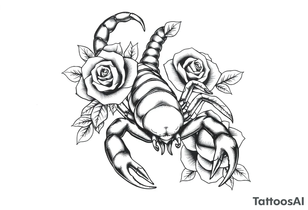 Scorpion with roses tattoo idea