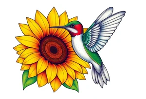Hummingbird near a sunflower tattoo idea