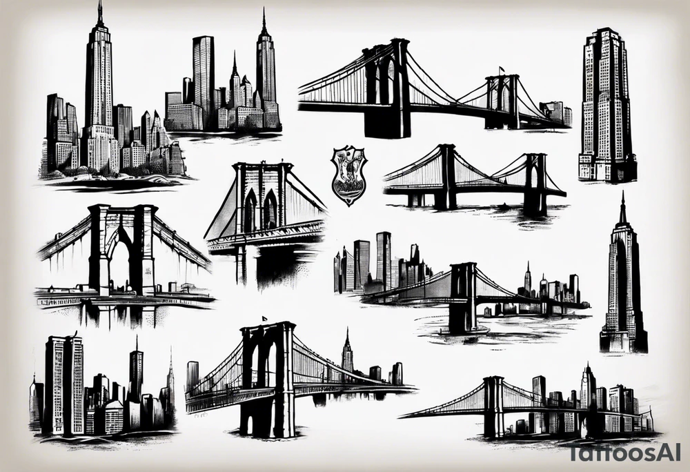 small New York 
vintage
Brooklyn Bridge tattoo idea