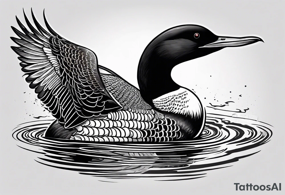 A loon with its wings spread looking badass and tough tattoo idea
