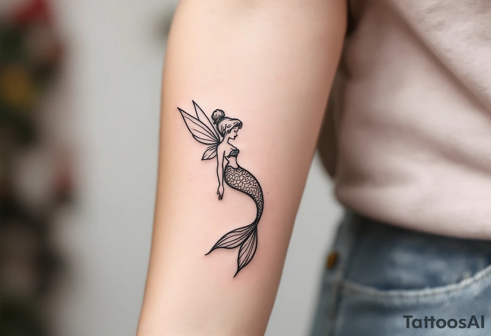 tinkerbell and the little mermaid tattoo idea