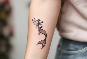 tinkerbell and the little mermaid tattoo idea