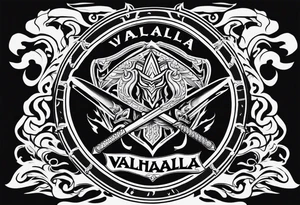 Valhalla fire sword shield warrior tattoo idea