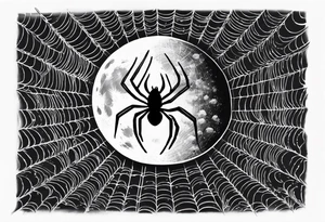 spider shooting web with his back connecting to  moon tattoo idea