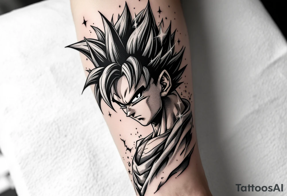 legendary dragonball z with energy aura with maginboo tattoo idea