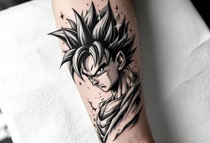 legendary dragonball z with energy aura with maginboo tattoo idea