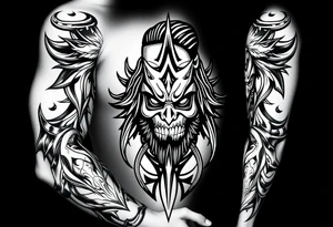 Bray Wyatt the Fiend center piece with tribal surrounding covering up old tattoo tattoo idea