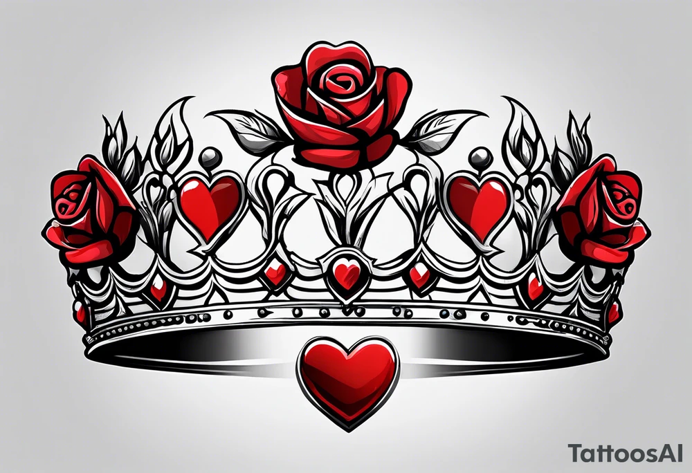 the red rose queen's crown with a heart tattoo idea