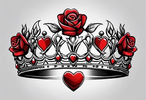 the red rose queen's crown with a heart tattoo idea