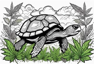 Turtle in marijuana field tattoo idea