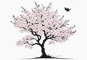 A cherry blossom tree using only white ink (no black) on a forearm tattoo idea