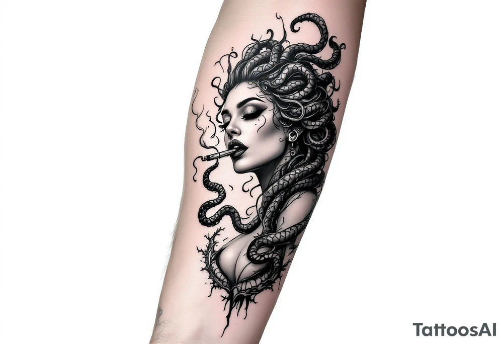 lady medusa smoking tattoo tattoo idea