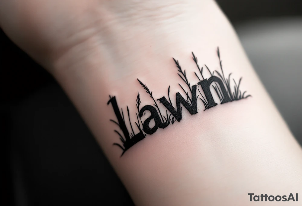 Grass from a forest that spell the word lawn tattoo idea