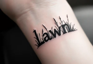 Grass from a forest that spell the word lawn tattoo idea