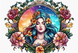 Gemini sign with flowers tattoo idea