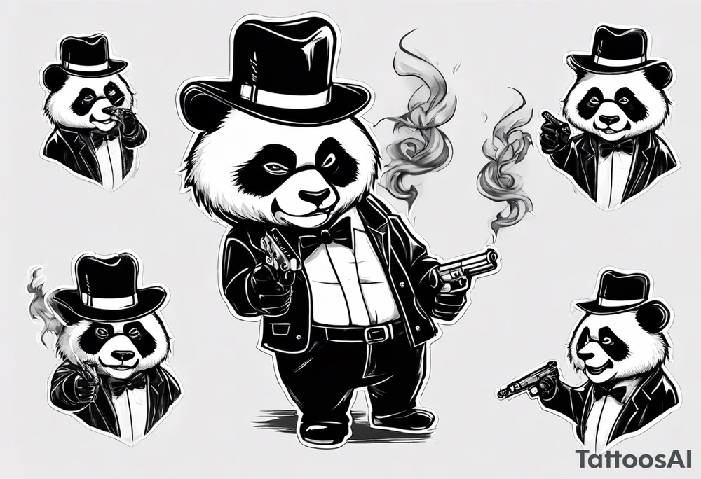 gangster panda angry

smoking and pointing a gun wearing hat tattoo idea