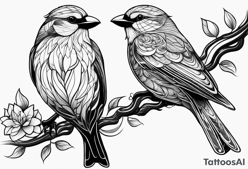 outline of two birds tattoo idea