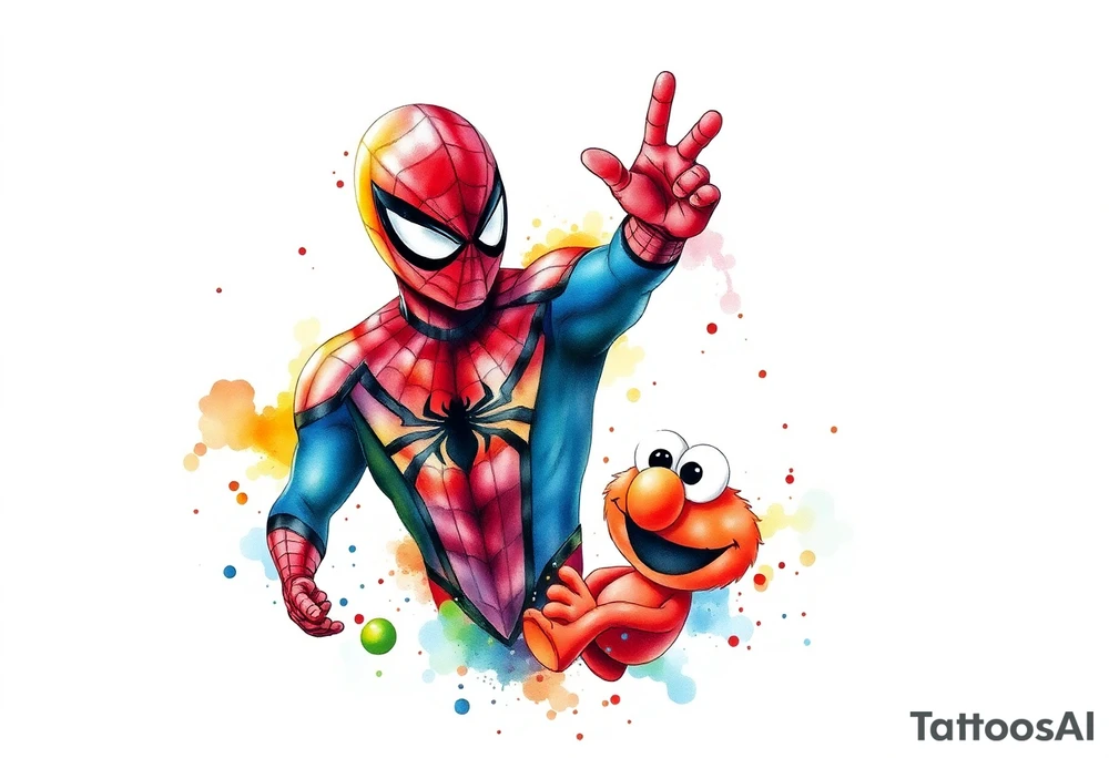 Spider-man and Elmo tattoo idea