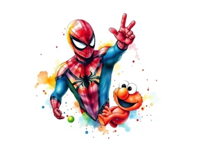 Spider-man and Elmo tattoo idea