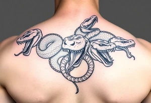 All different kind of venomous snakes with teeth and tongues out tattoo idea