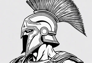 ultra-fine line linework vector of a spartan from the side, spartan spear, spartan shield, laurel wreath tattoo idea