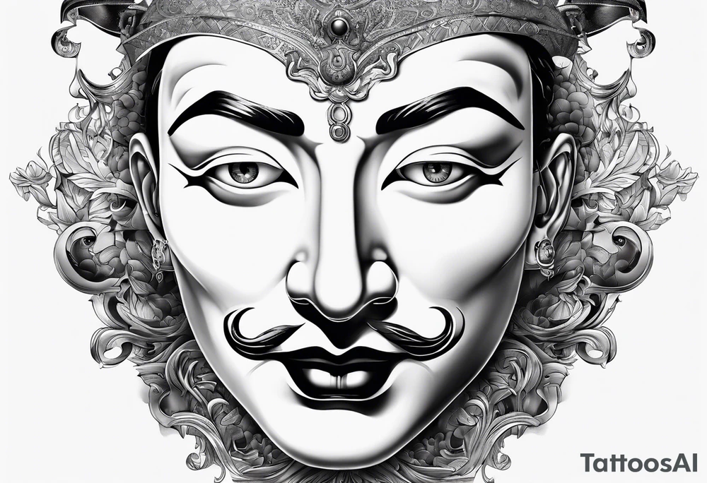 Dali mask, computer, knowledge tattoo idea