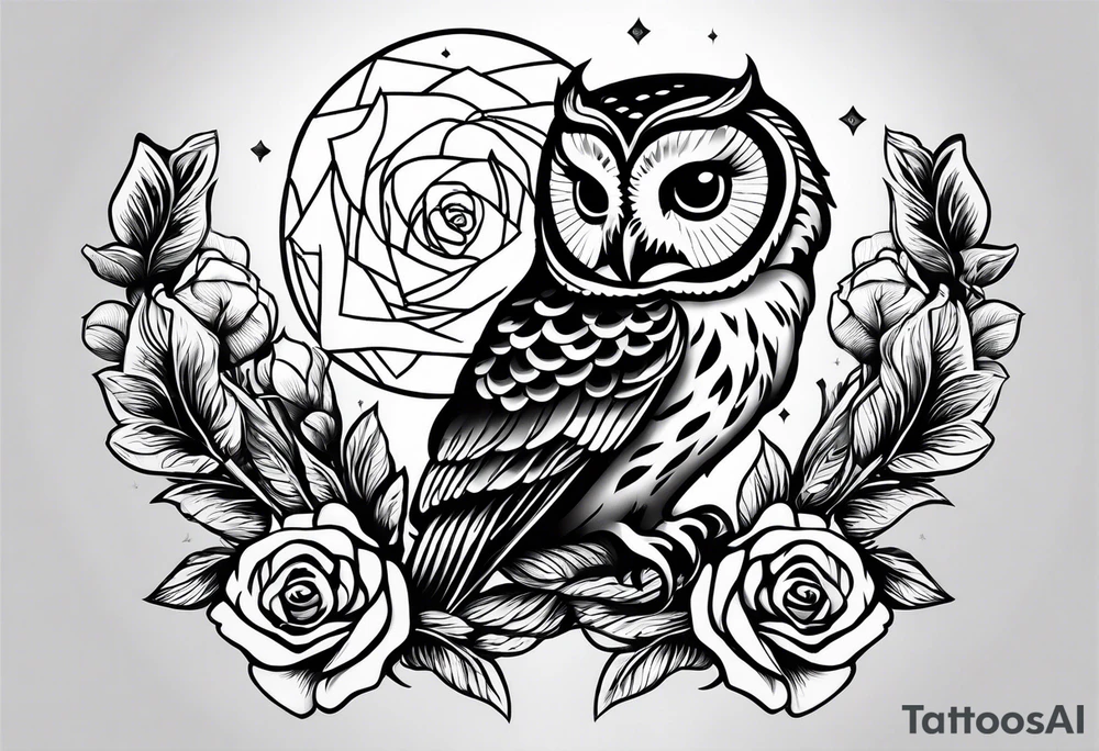 Barred owl and a rose tattoo idea