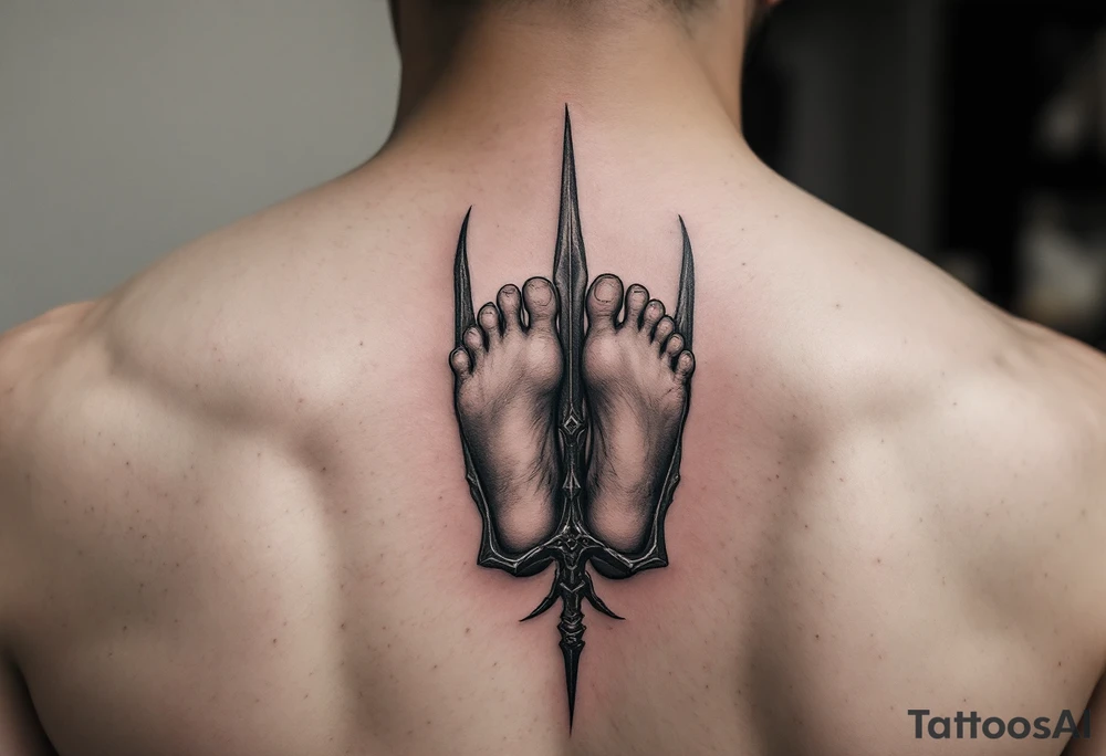 barefoot behind trident tattoo idea