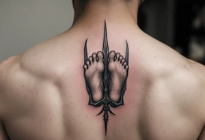 barefoot behind trident tattoo idea