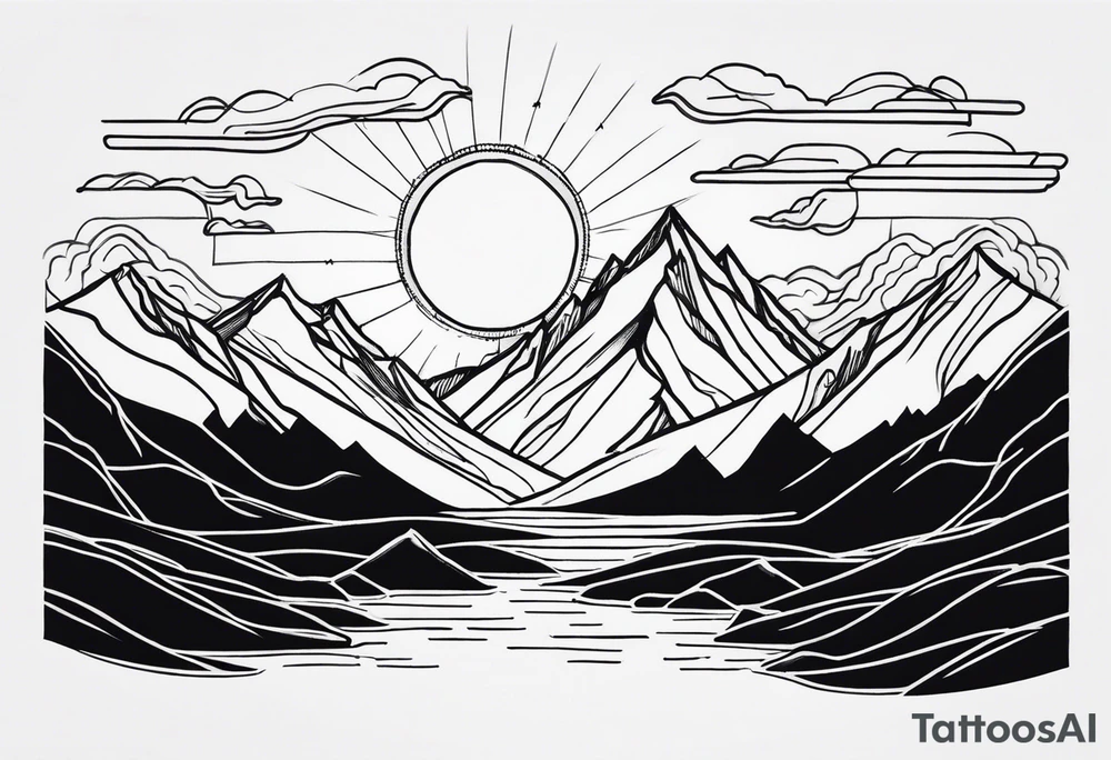 Sunset Over Mountains tattoo idea