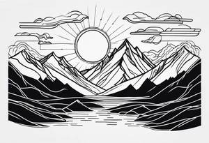 Sunset Over Mountains tattoo idea