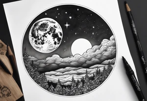 Full moon in sky tattoo idea