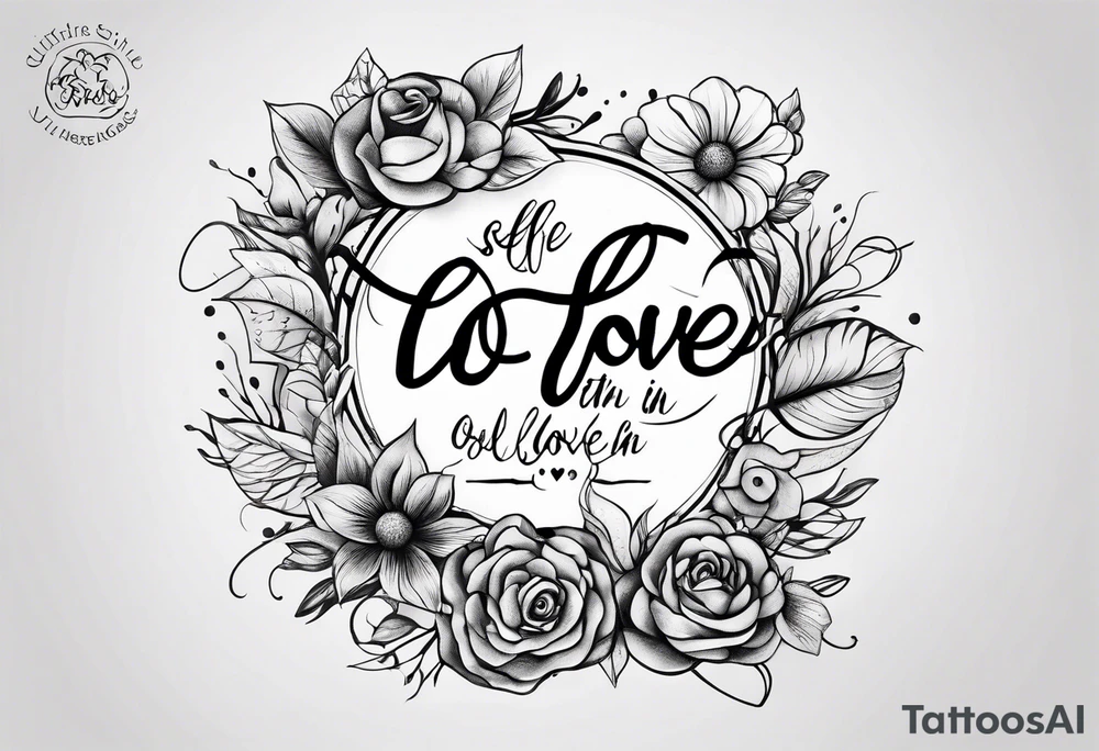 Small tattoo of a quote about self love in cursive only words tattoo idea