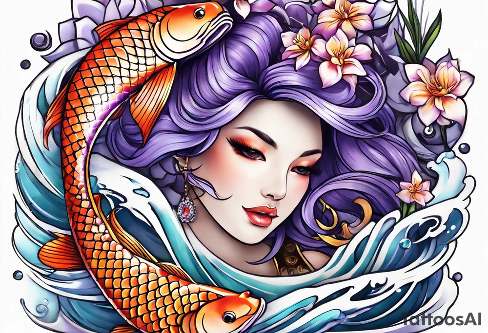 Lavender koi tattoo idea
