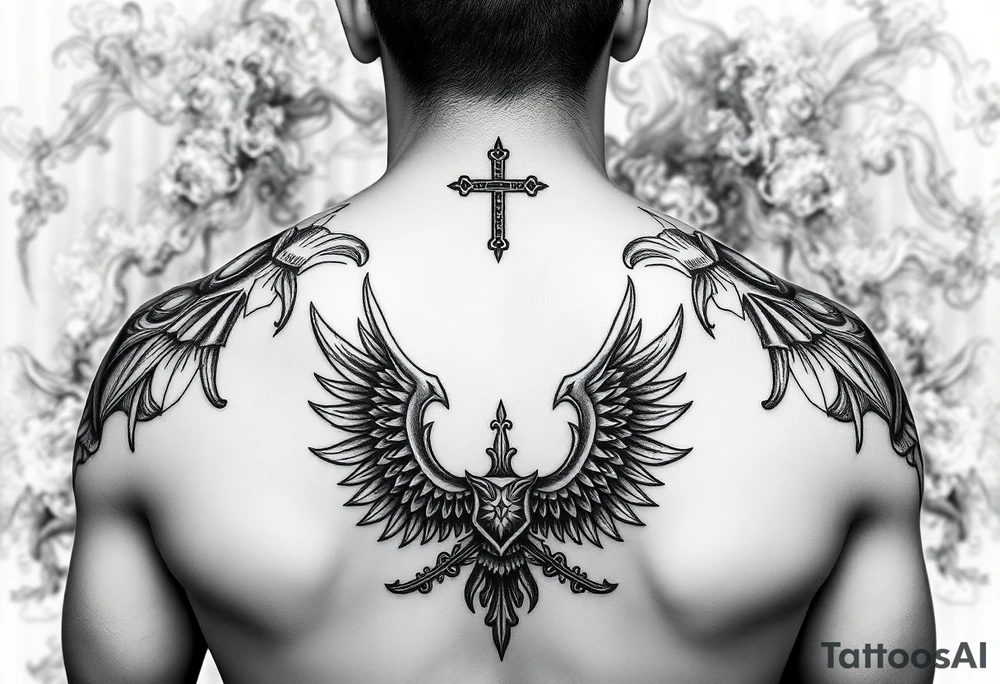 San judas realistic and smoke background tattoo idea