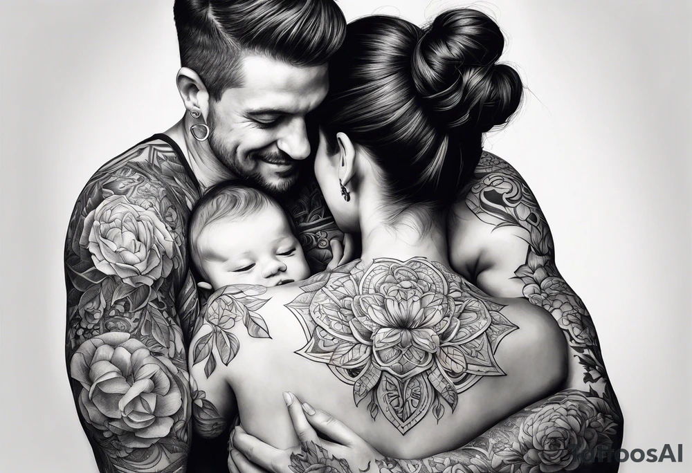 Maman et ses deux bébés vu de derriere tattoo idea