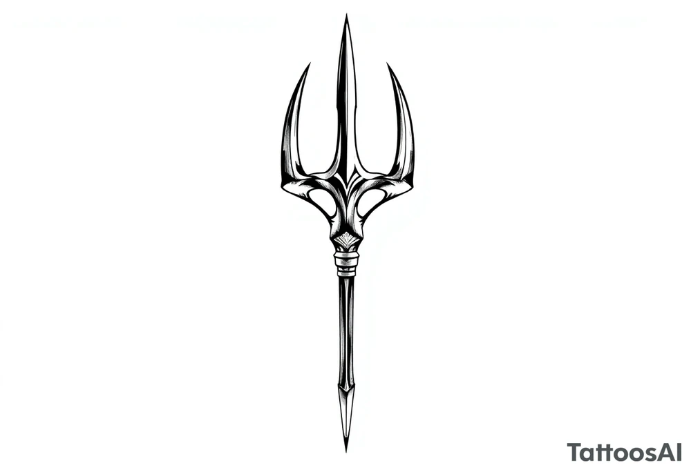 trident with cool background tattoo idea