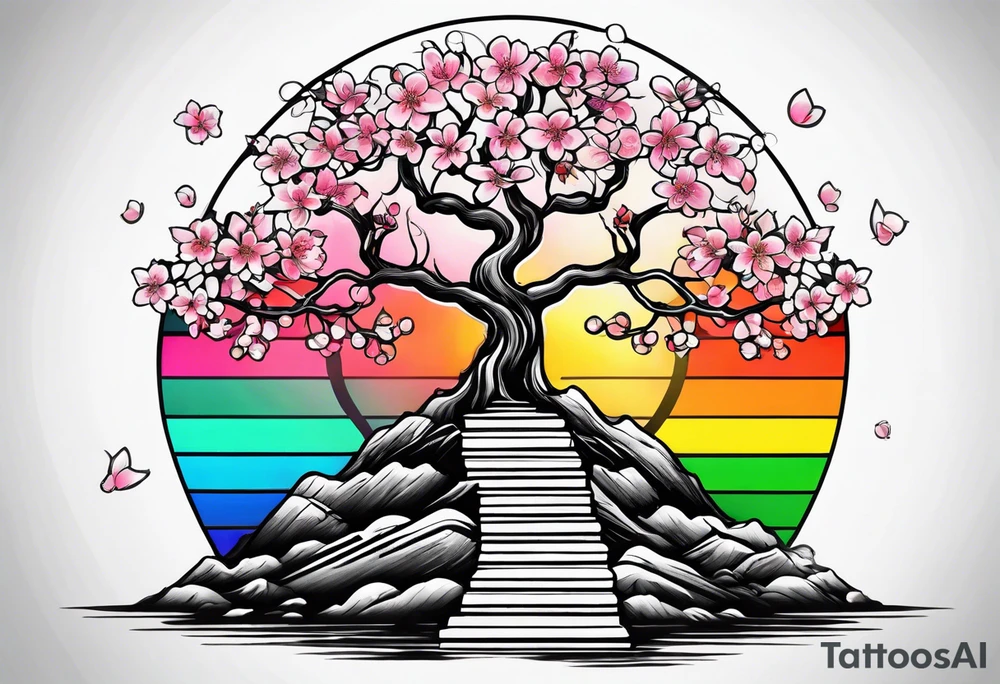 Cherry blossom rainbow tattoo idea