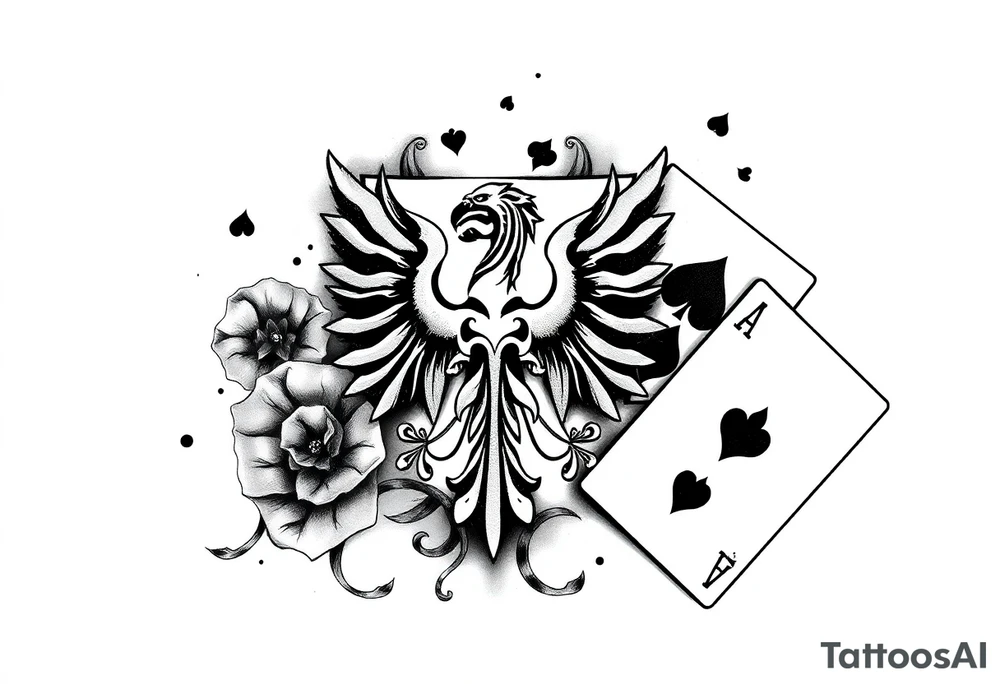 poland symbol and poker cards tattoo idea