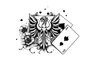 poland symbol and poker cards tattoo idea