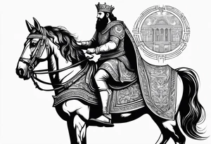 Georgian king david the builder on horse with book in hes hand tattoo idea