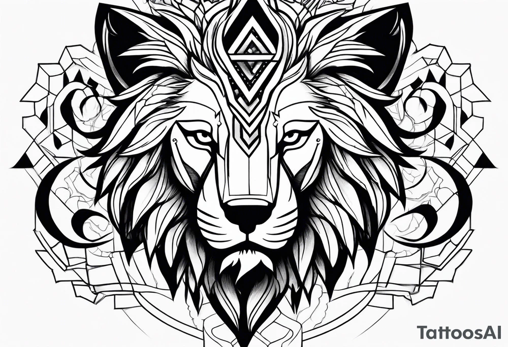 Lion,  wolf,  and phoenix tattoo idea
