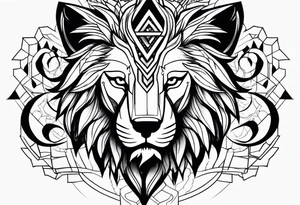 Lion,  wolf,  and phoenix tattoo idea