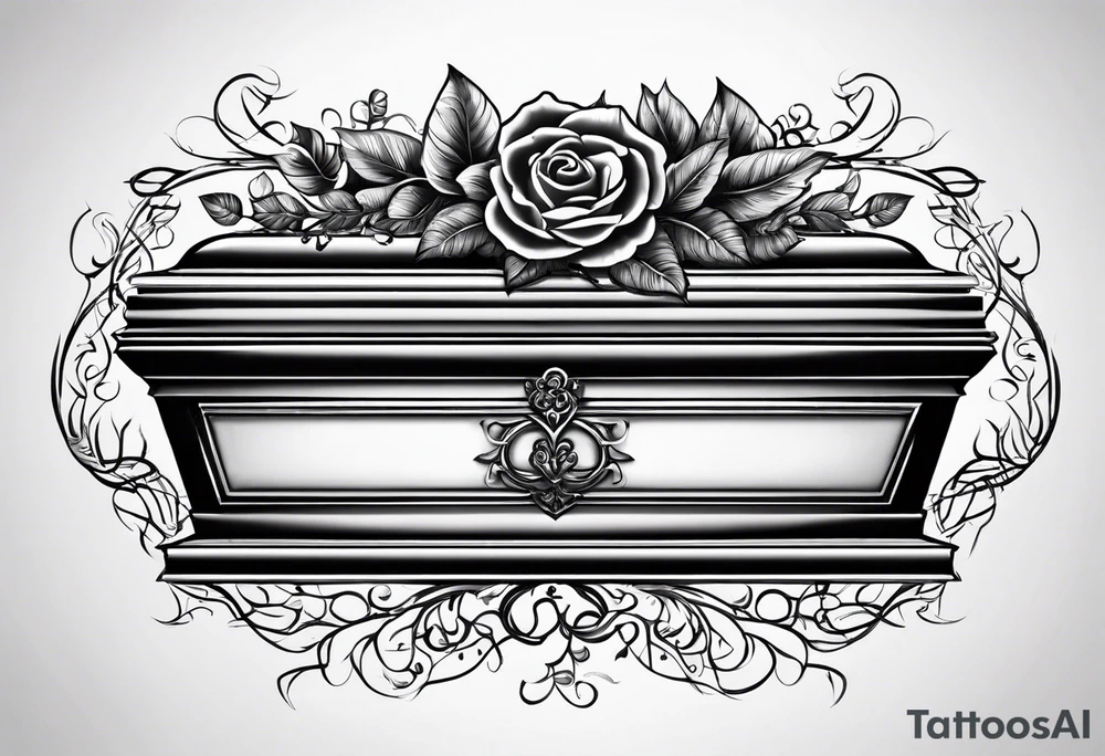 Coffin with leafy vines tattoo idea