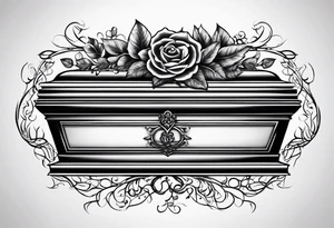 Coffin with leafy vines tattoo idea