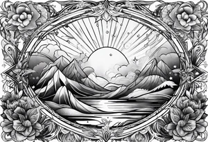 Universe and plants tattoo idea