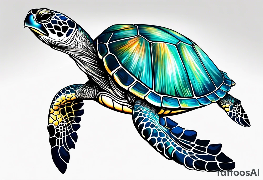 large sea turtle tattoo idea