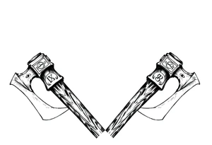 Viking broad axes
on both shoulders with detailed rune engravings tattoo idea