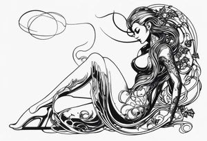 Hajime Sorayama type blended with HR Giger alien woman with vines tattoo idea